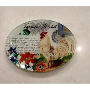 Small Trinket Dish With Rooster And Farmers Market Design.